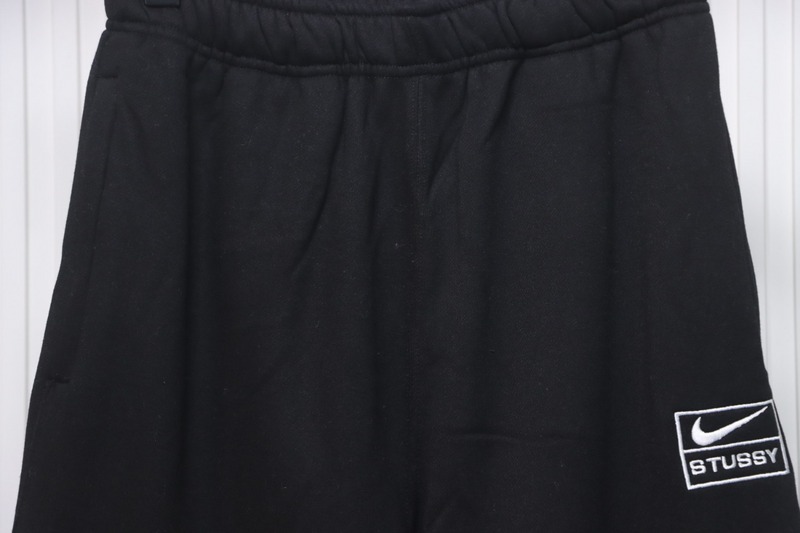 Bstsneaker-Nike x Stussy solid color embroidered logo fleece sweatpants black 210