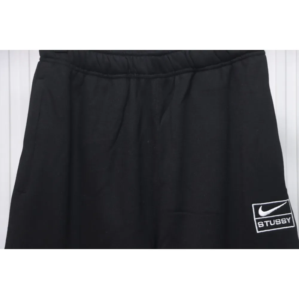Bstsneaker-Nike x Stussy solid color embroidered logo fleece sweatpants black 210