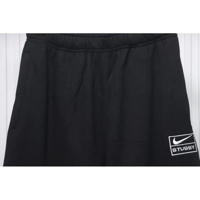 Bstsneaker-Nike x Stussy solid color embroidered logo fleece sweatpants black 210