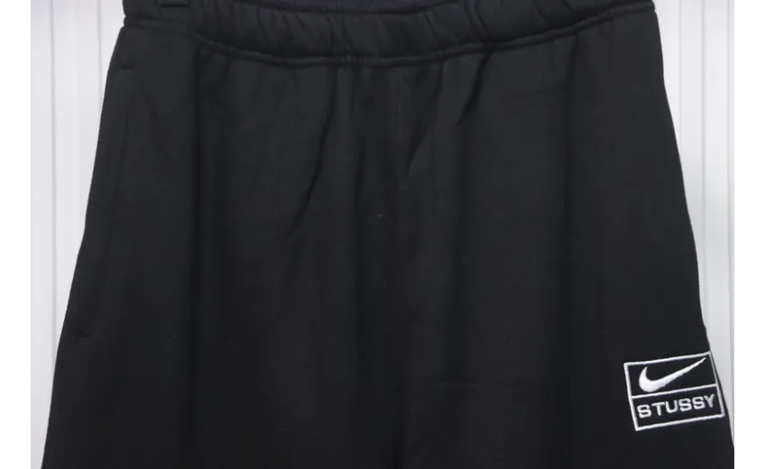 Bstsneaker-Nike x Stussy solid color embroidered logo fleece sweatpants black 210