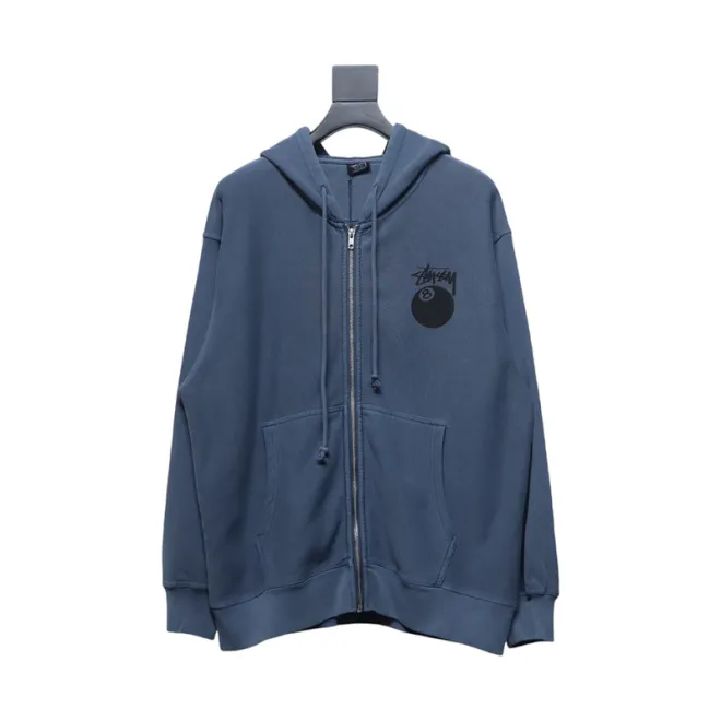 Bstsneaker-Stussy 24FW Black Eight Zip Hooded Jacket blue 250