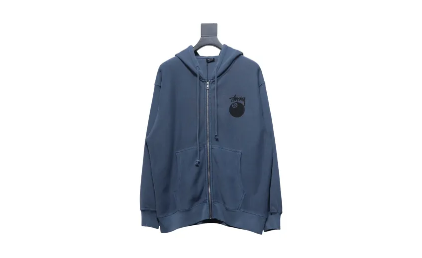 Bstsneaker-Stussy 24FW Black Eight Zip Hooded Jacket blue 250