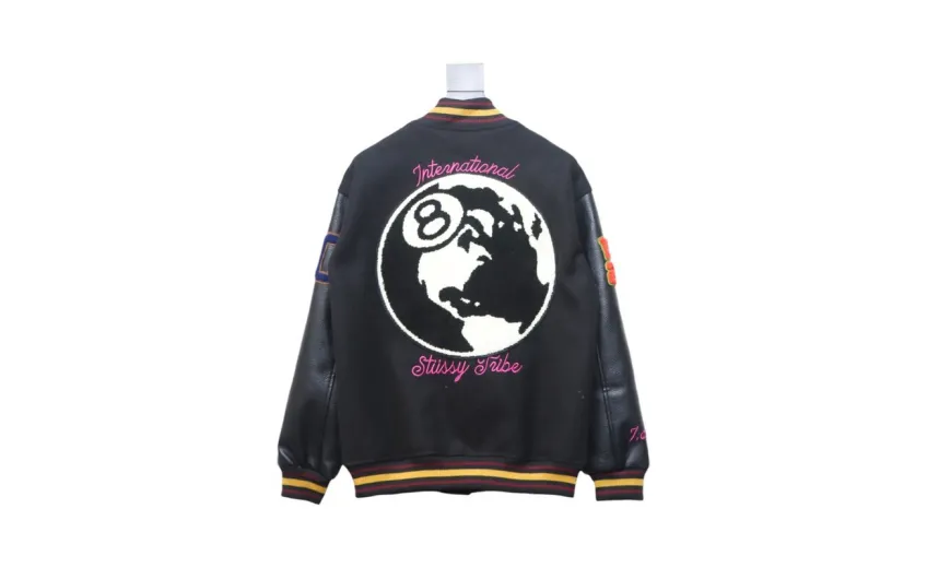 Bstsneaker-Stussy 40th Anniversary Limited Edition Black 8 Towel Embroidery Couple Baseball Jacket 290