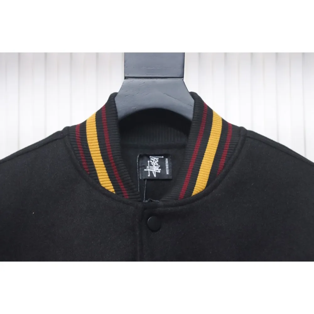 Bstsneaker-Stussy 40th Anniversary Limited Edition Black 8 Towel Embroidery Couple Baseball Jacket 290