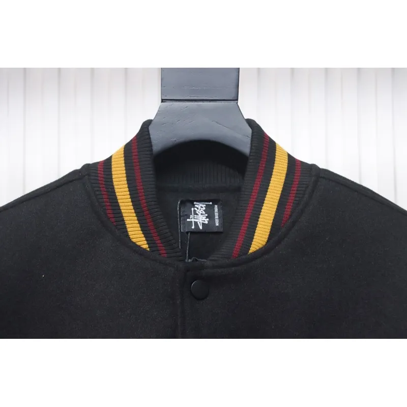Bstsneaker-Stussy 40th Anniversary Limited Edition Black 8 Towel Embroidery Couple Baseball Jacket 290