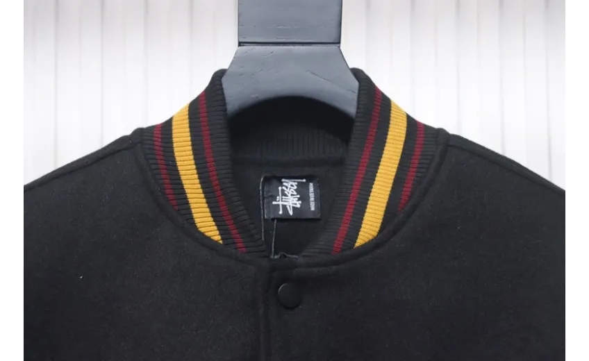 Bstsneaker-Stussy 40th Anniversary Limited Edition Black 8 Towel Embroidery Couple Baseball Jacket 290