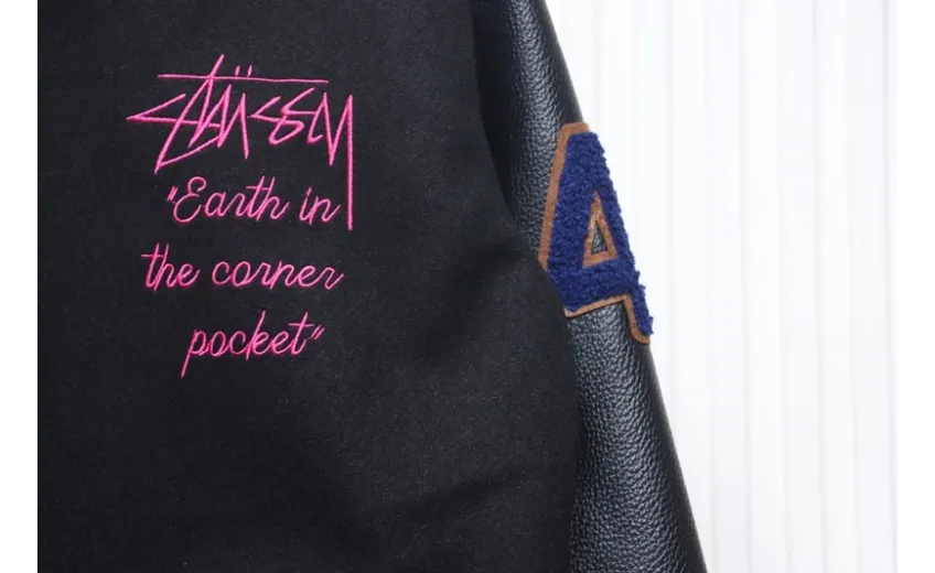 Bstsneaker-Stussy 40th Anniversary Limited Edition Black 8 Towel Embroidery Couple Baseball Jacket 290
