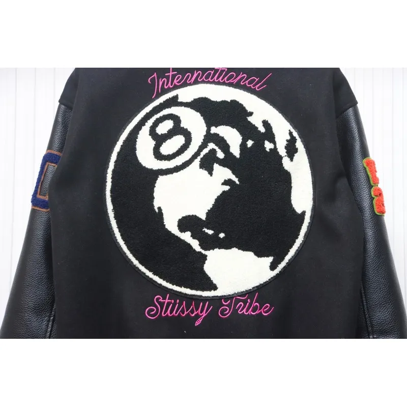 Bstsneaker-Stussy 40th Anniversary Limited Edition Black 8 Towel Embroidery Couple Baseball Jacket 290