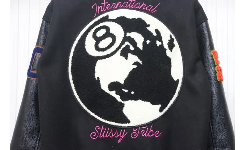 Bstsneaker-Stussy 40th Anniversary Limited Edition Black 8 Towel Embroidery Couple Baseball Jacket 290