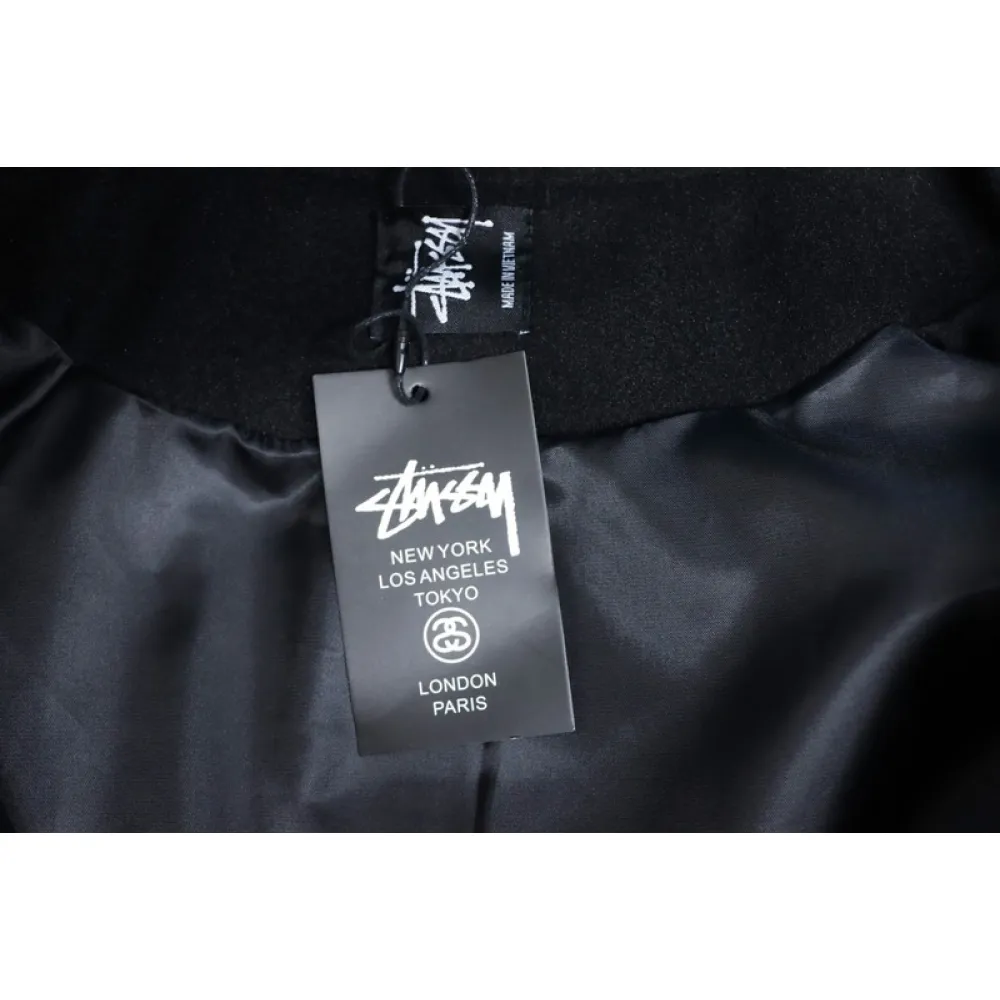 Bstsneaker-Stussy 40th Anniversary Limited Edition Black 8 Towel Embroidery Couple Baseball Jacket 290
