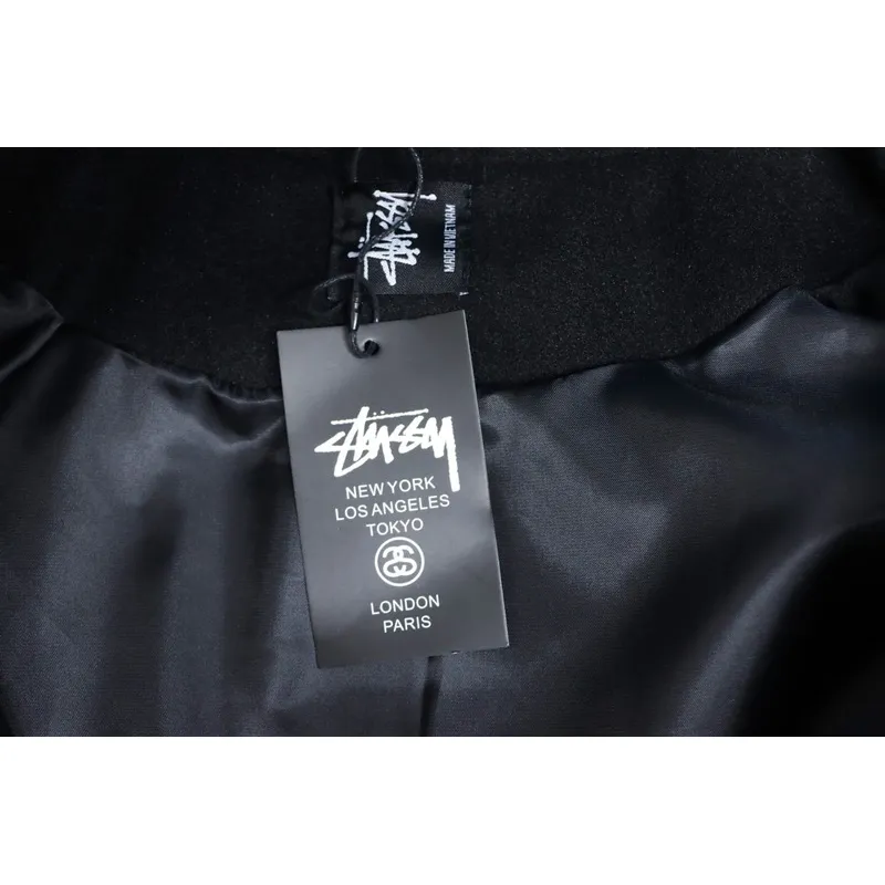 Bstsneaker-Stussy 40th Anniversary Limited Edition Black 8 Towel Embroidery Couple Baseball Jacket 290