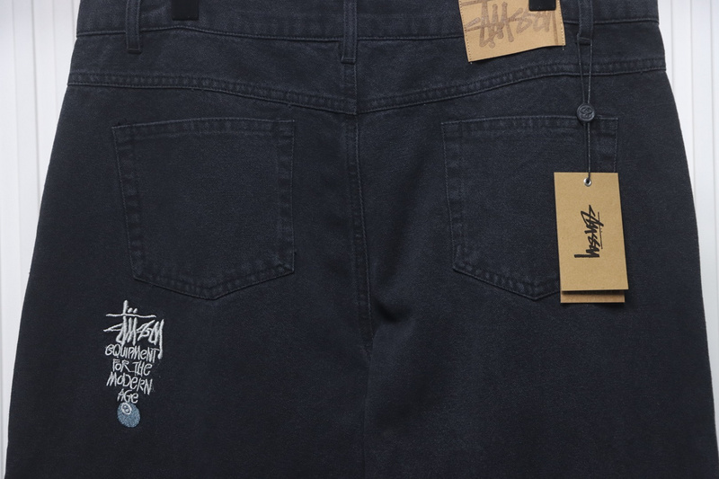 Bstsneaker-Stussy Black Eight Embroidered Heavy Wash Jeans black 250