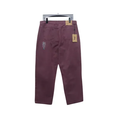 Stussy Black Eight Embroidered Heavy Wash Jeans red 250 01