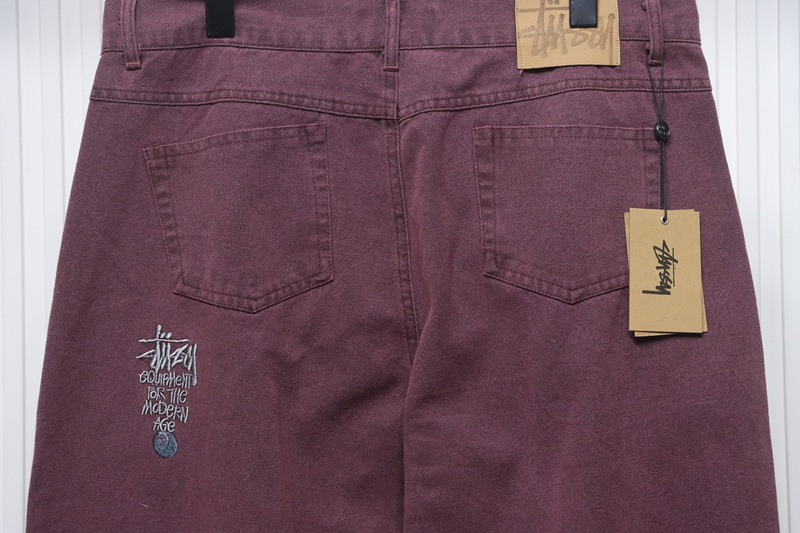 Bstsneaker-Stussy Black Eight Embroidered Heavy Wash Jeans red 250