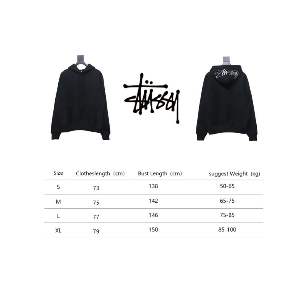 Bstsneaker-Stussy Logo Embroidered Hoodie black 230