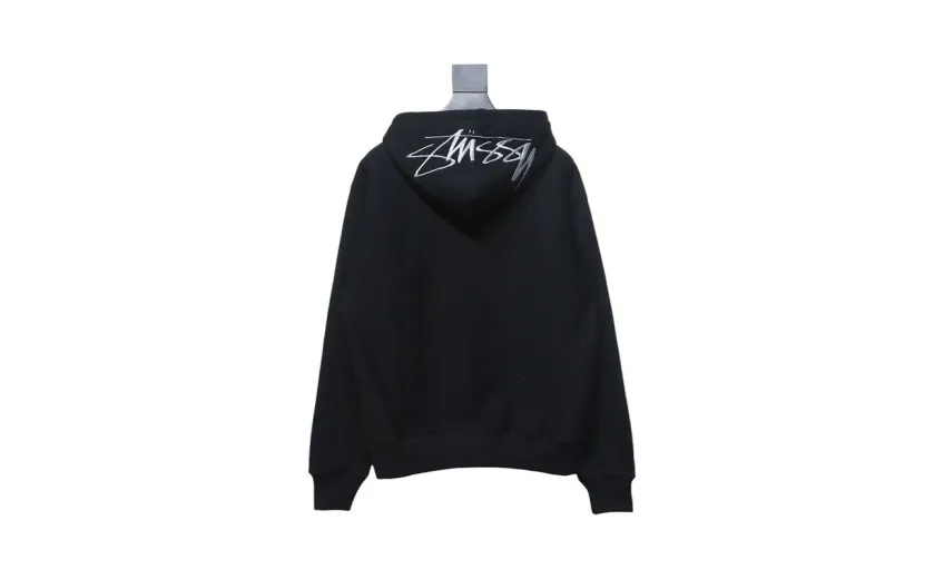Bstsneaker-Stussy Logo Embroidered Hoodie black 230