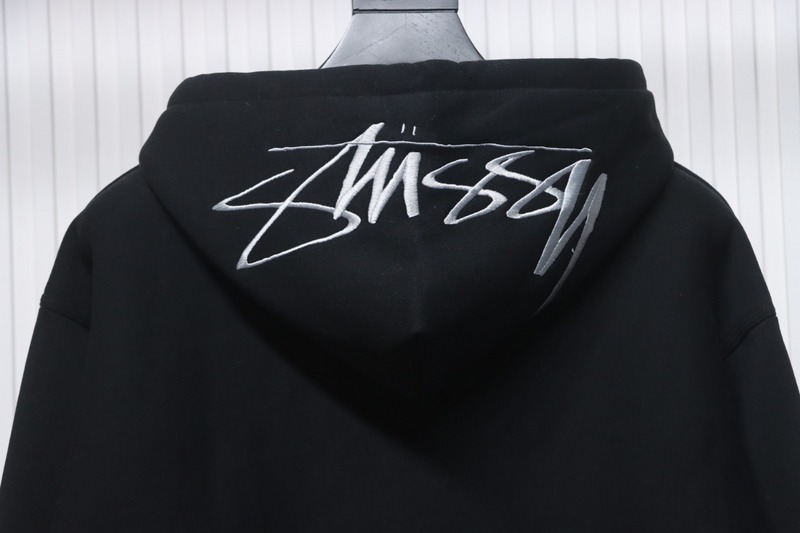 Bstsneaker-Stussy Logo Embroidered Hoodie black 230