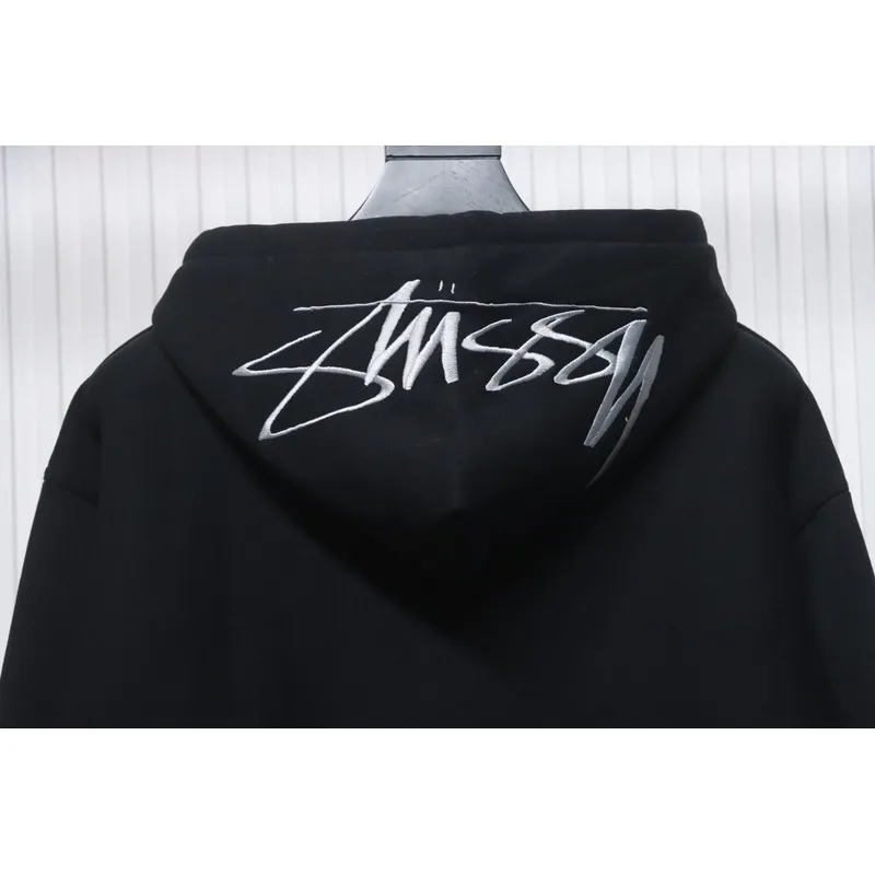 Bstsneaker-Stussy Logo Embroidered Hoodie black 230