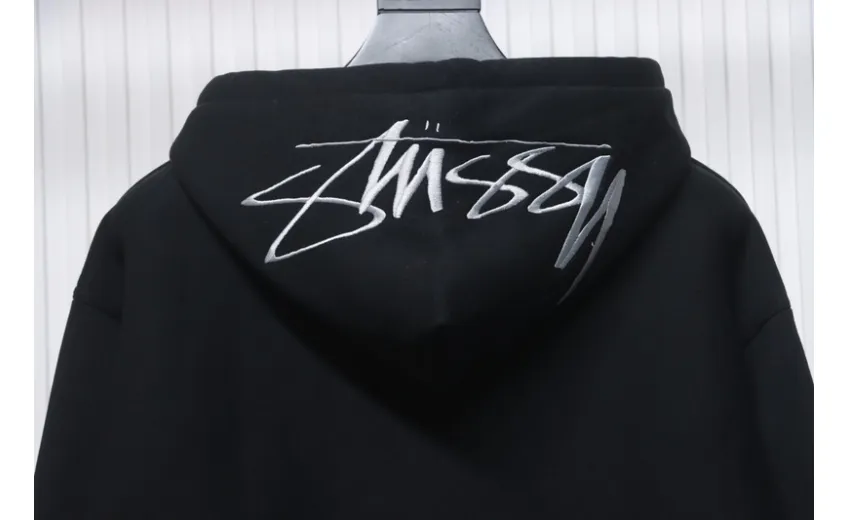 Bstsneaker-Stussy Logo Embroidered Hoodie black 230