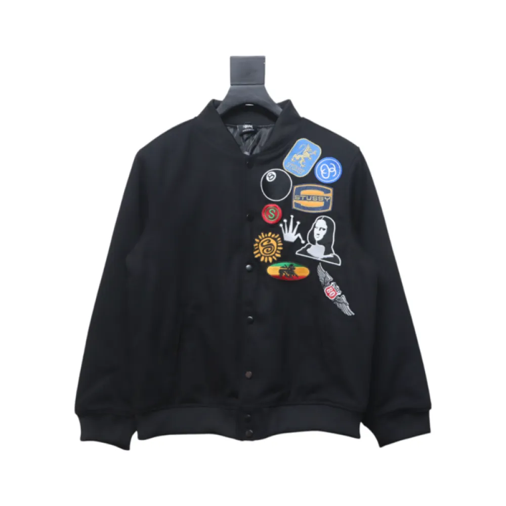 Bstsneaker-Stussy patch pattern chest medal quilted baseball jacket 250