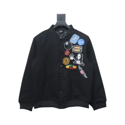 Stussy patch pattern chest medal quilted baseball jacket 250 01