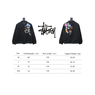 Bstsneaker-Stussy patch pattern chest medal quilted baseball jacket 250 02