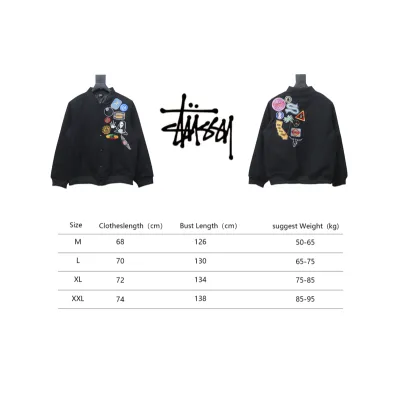 Stussy patch pattern chest medal quilted baseball jacket 250 02