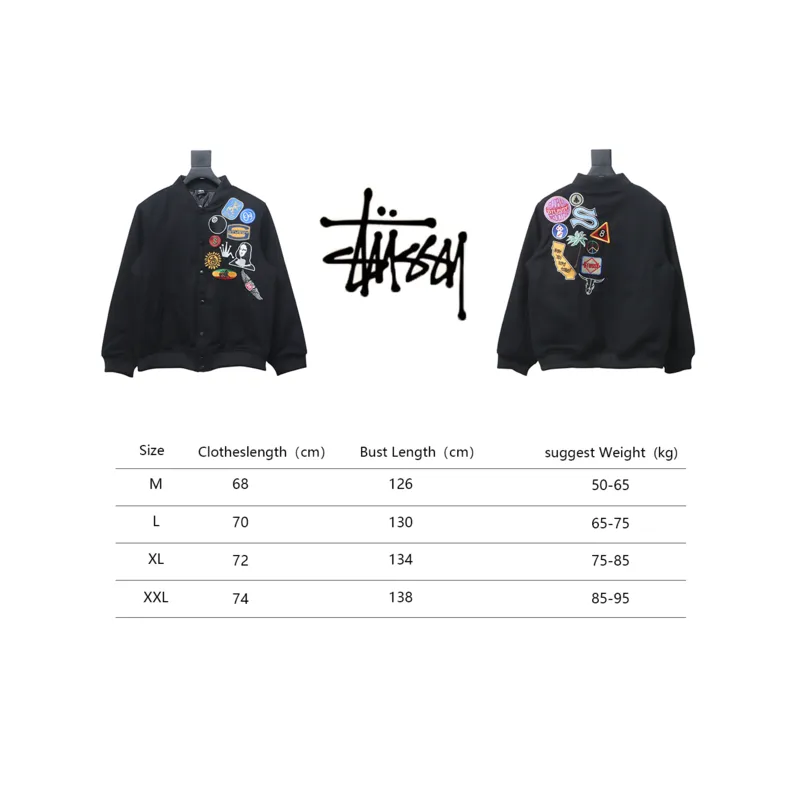 Bstsneaker-Stussy patch pattern chest medal quilted baseball jacket 250