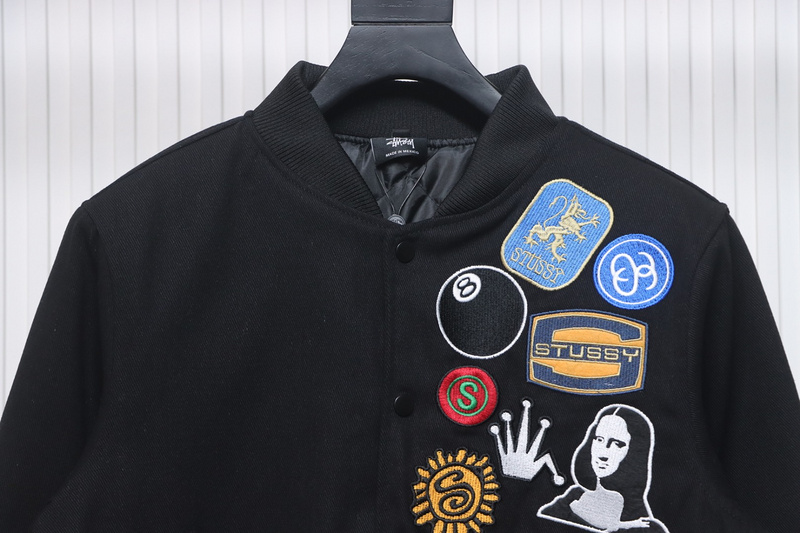Bstsneaker-Stussy patch pattern chest medal quilted baseball jacket 250