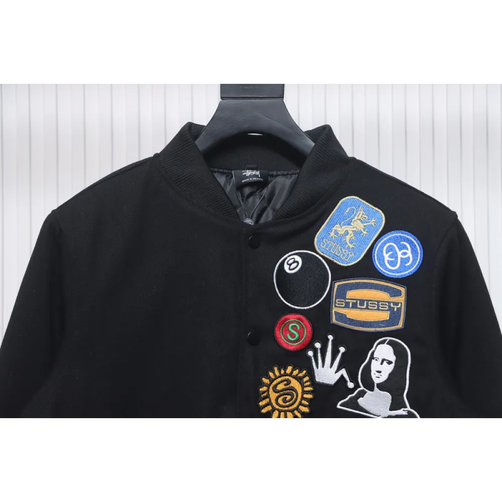 Bstsneaker-Stussy patch pattern chest medal quilted baseball jacket 250