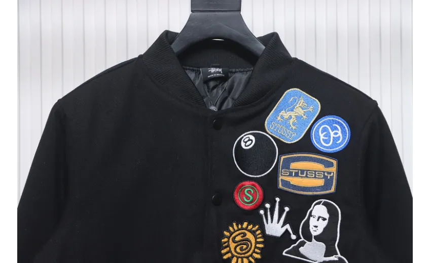 Bstsneaker-Stussy patch pattern chest medal quilted baseball jacket 250