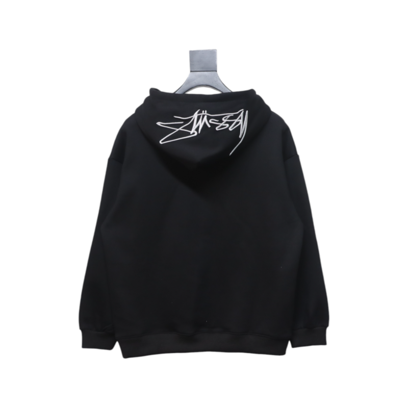 Bstsneaker-Stussy SS23 Hat Embroidery Plush Hoodie black 230
