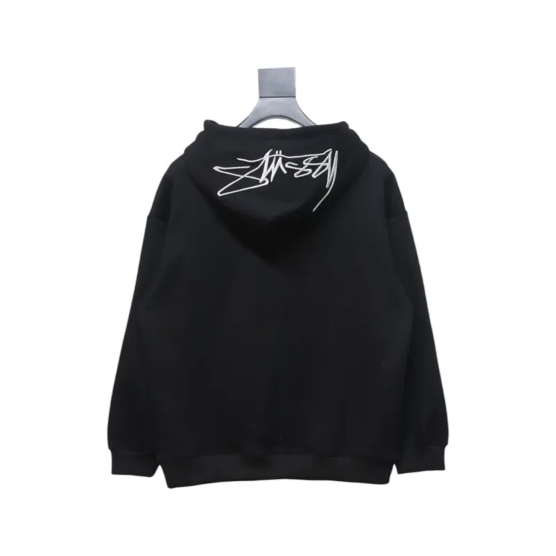 Bstsneaker-Stussy SS23 Hat Embroidery Plush Hoodie black 230
