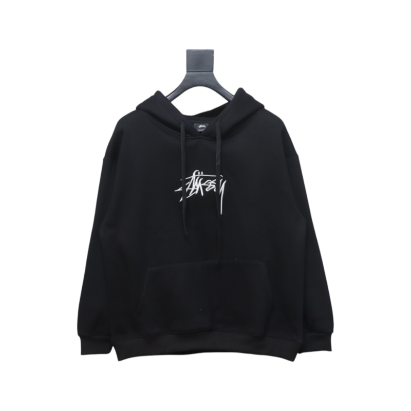Bstsneaker-Stussy SS23 Hat Embroidery Plush Hoodie black 230