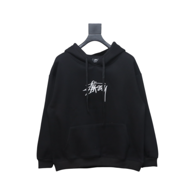 Bstsneaker-Stussy SS23 Hat Embroidery Plush Hoodie black 230 01