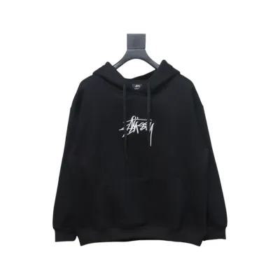 Stussy SS23 Hat Embroidery Plush Hoodie black 230 01