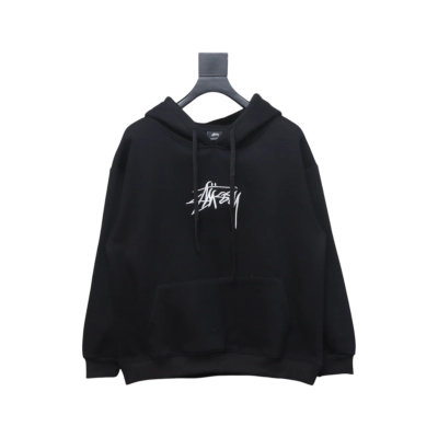 Bstsneaker-Stussy SS23 Hat Embroidery Plush Hoodie black 230 01