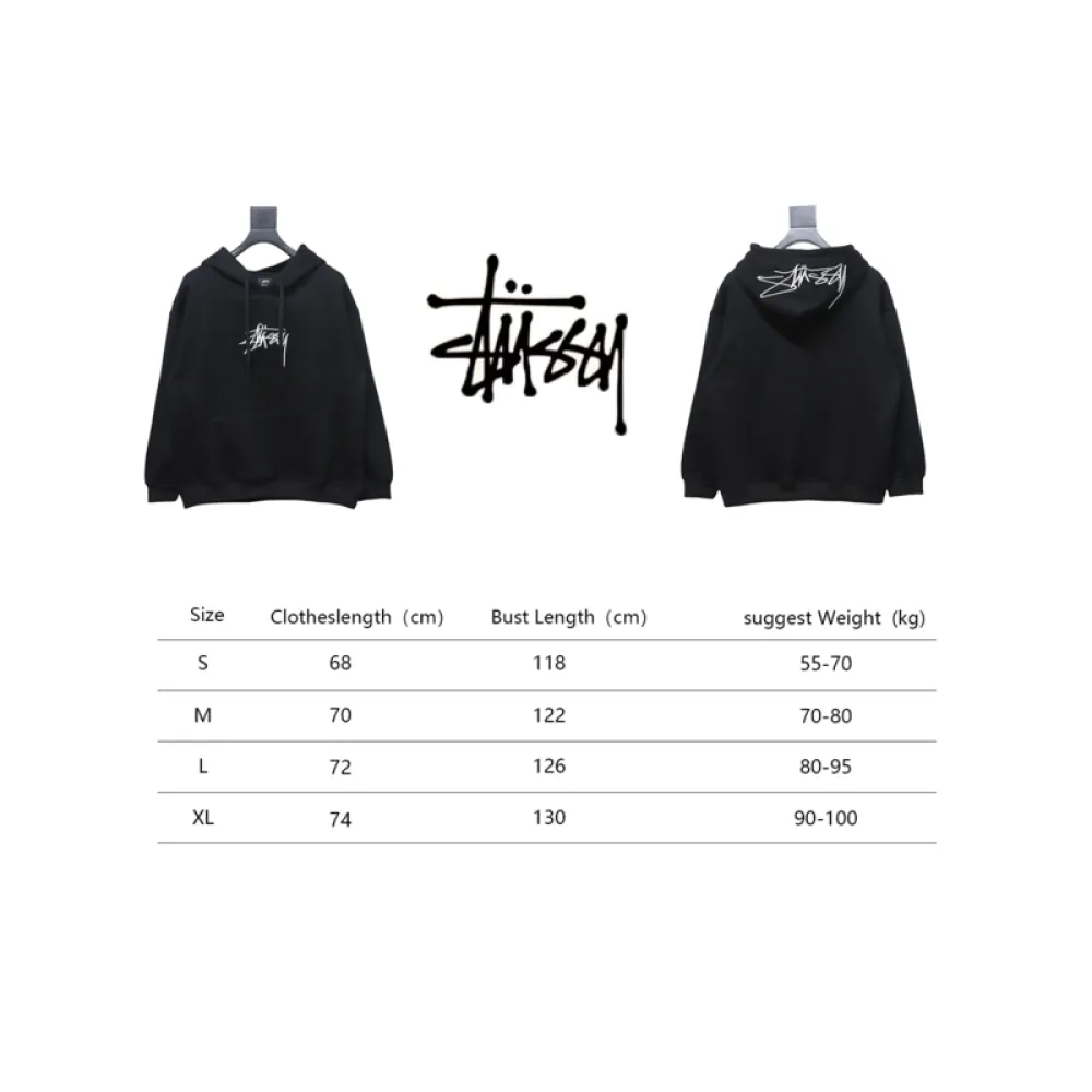 Bstsneaker-Stussy SS23 Hat Embroidery Plush Hoodie black 230