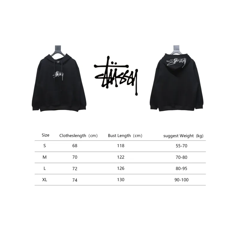 Bstsneaker-Stussy SS23 Hat Embroidery Plush Hoodie black 230