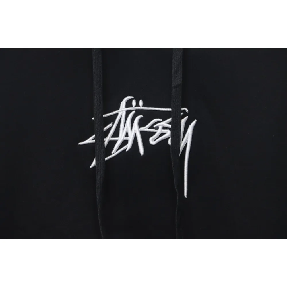 Bstsneaker-Stussy SS23 Hat Embroidery Plush Hoodie black 230
