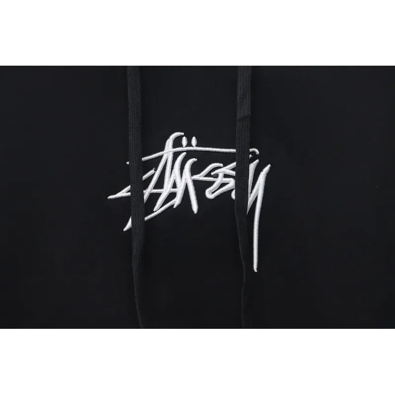 Bstsneaker-Stussy SS23 Hat Embroidery Plush Hoodie black 230