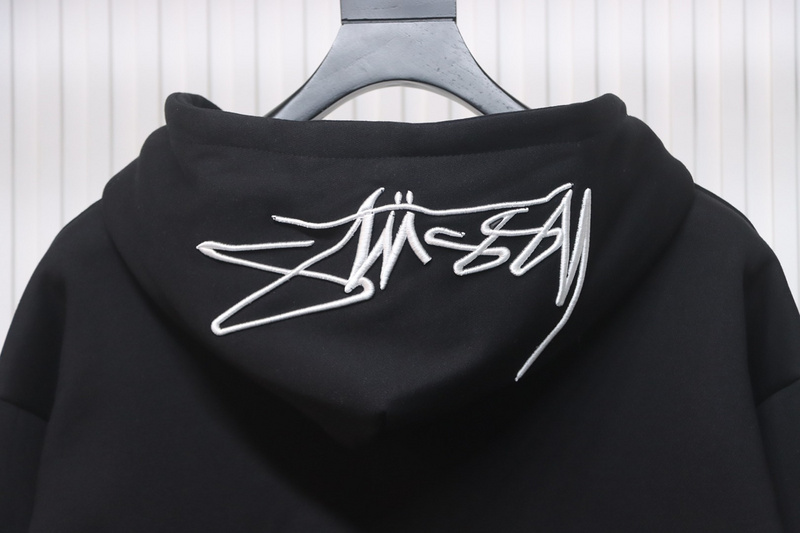 Bstsneaker-Stussy SS23 Hat Embroidery Plush Hoodie black 230