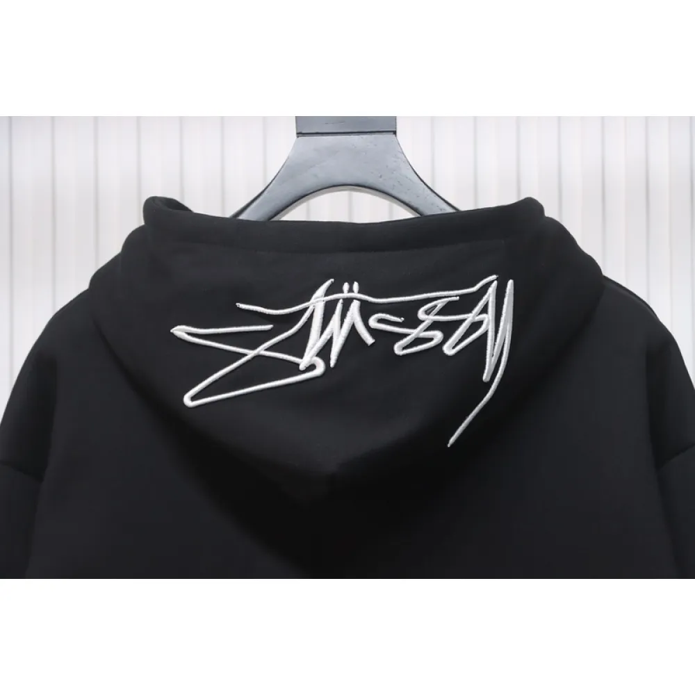 Bstsneaker-Stussy SS23 Hat Embroidery Plush Hoodie black 230