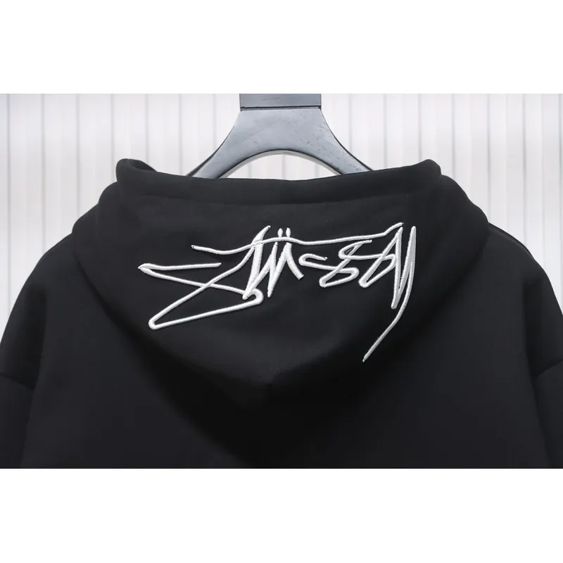 Bstsneaker-Stussy SS23 Hat Embroidery Plush Hoodie black 230