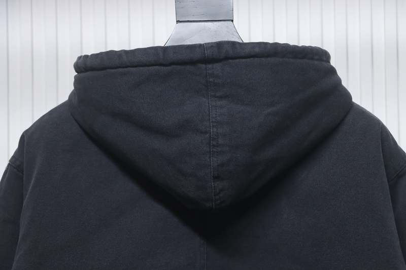 Bstsneaker-Stussy Washed Distressed Embroidery Black 8 Hooded Cotton Jacket black 330