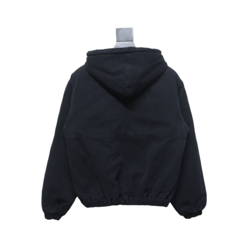 Bstsneaker-Stussy Washed Distressed Embroidery Black 8 Hooded Cotton Jacket black 330