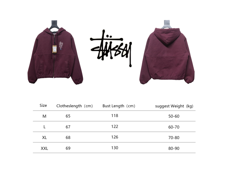 Bstsneaker-Stussy Washed Distressed Embroidery Black 8 Hooded Cotton Jacket red 330