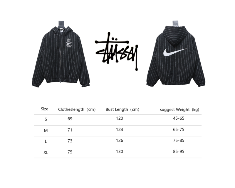 Bstsneaker-Stussy x Nike wool striped hooded jacket 370