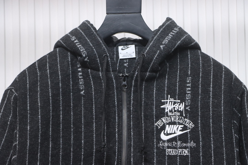 Bstsneaker-Stussy x Nike wool striped hooded jacket 370