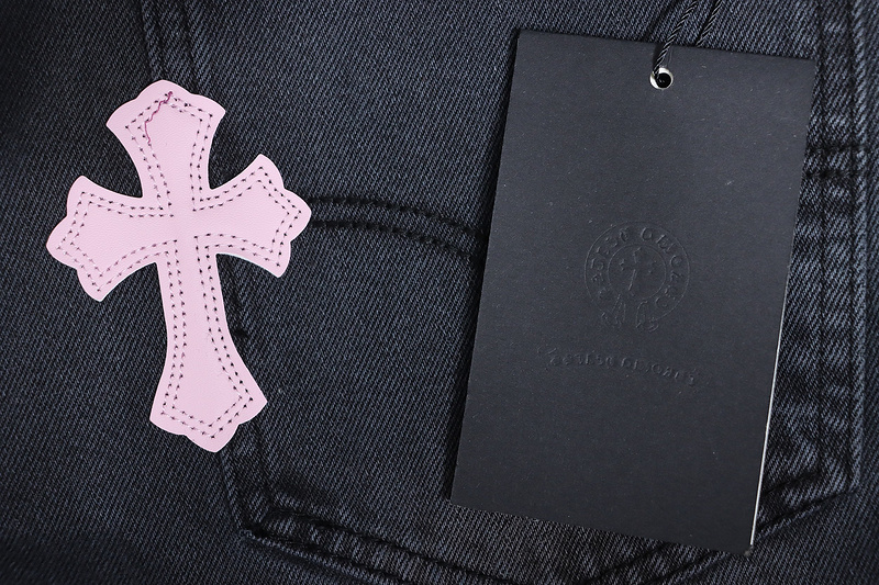 Bstsneaker-Chrome Hearts Leather Cross Denim Jeans  pink 190